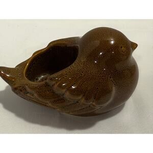 Partylite Ceramic Speckled Brown Woodland Brids Tealight Candle Holder